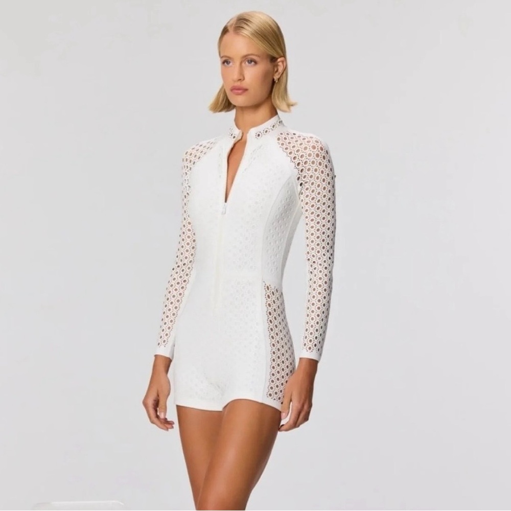 GIGI C x Free People Rowan White Scuba Surf Suit Rash Guard Swim Suit sz XS NWT